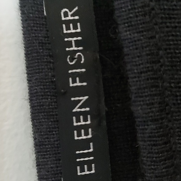 Eileen Fisher Boxy Fit Bateau Neck Window Pane Merino Wool Sweater Black… - Picture 7 of 8